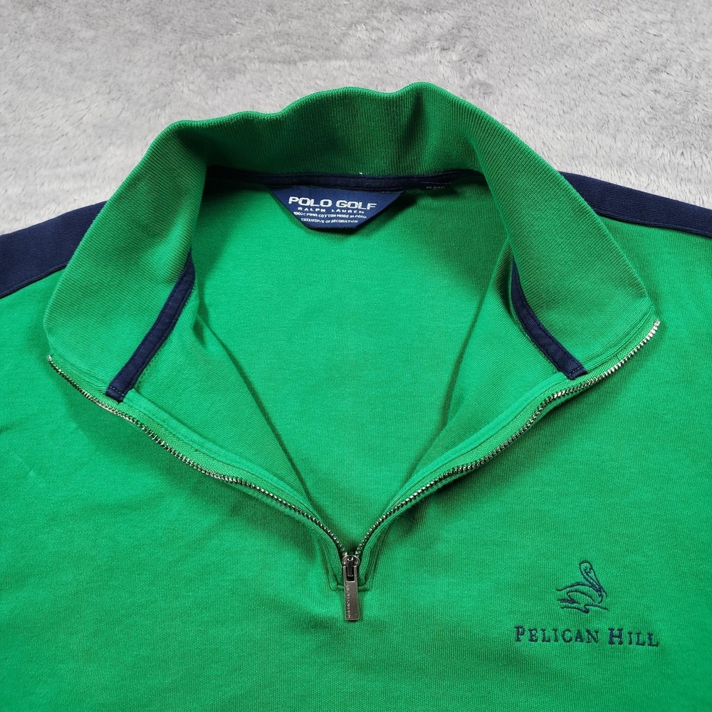 Polo Golf Ralph Lauren Sweater Mens Large Green 1/4 Zip Mock Neck Pelican Hill - Picture 4 of 12